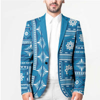 Fiji Masi All Blue Blazer Tapa Pattern - Polynesian Pride