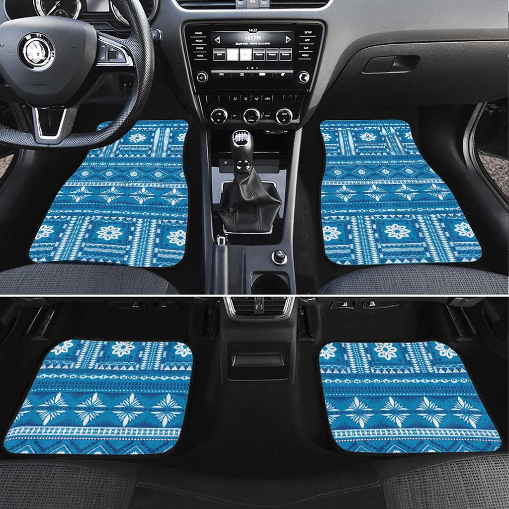 Fiji Masi All Blue Car Mats Tapa Pattern - Polynesian Pride