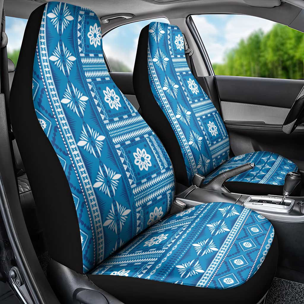 Fiji Masi All Blue Car Seat Cover Tapa Pattern - Polynesian Pride