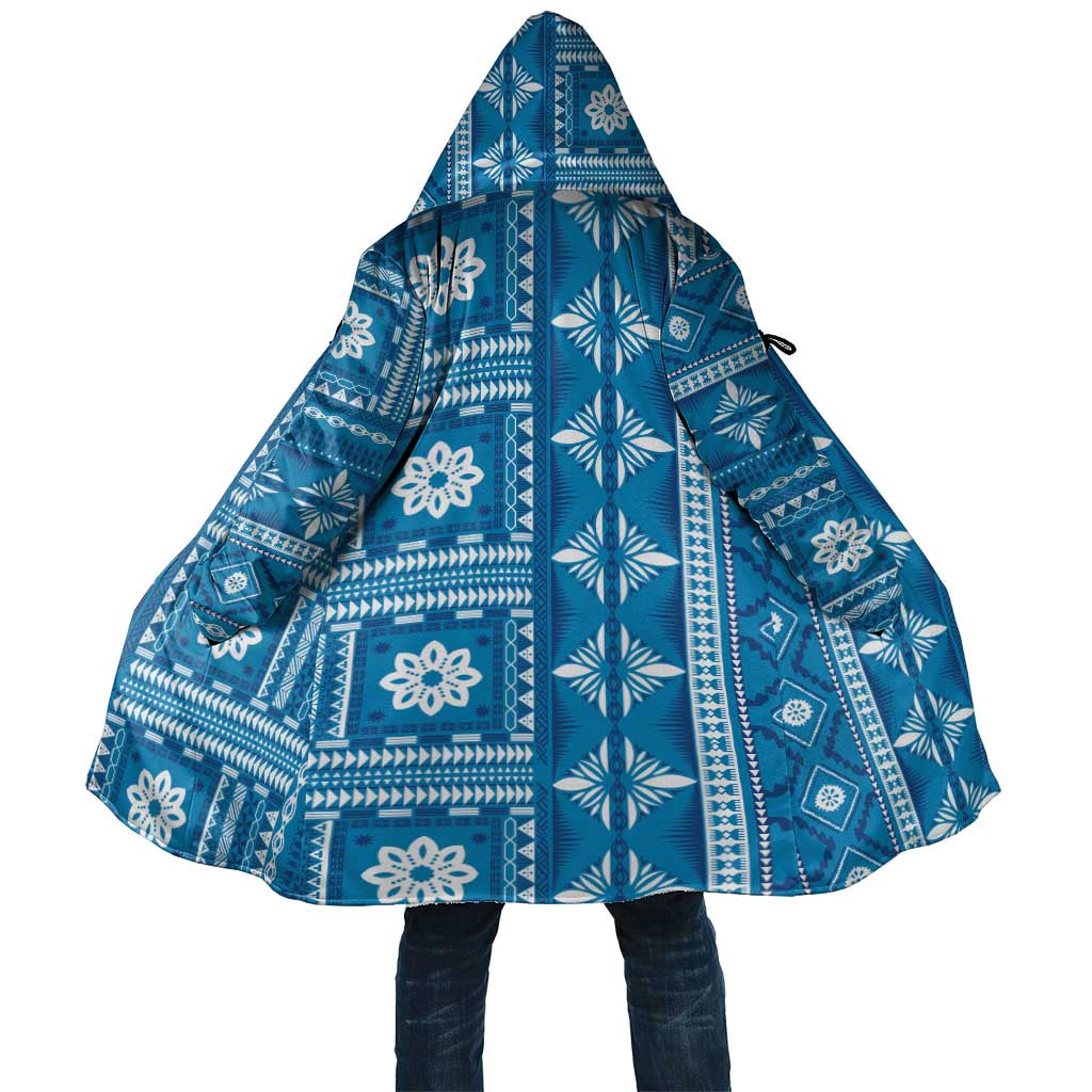 Fiji Masi All Blue Cloak Tapa Pattern - Polynesian Pride