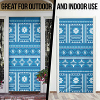 Fiji Masi All Blue Door Cover Tapa Pattern - Polynesian Pride