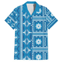 Fiji Masi All Blue Family Matching Summer Maxi Dress and Hawaiian Shirt Tapa Pattern - Polynesian Pride