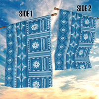 Fiji Masi All Blue Garden Flag Tapa Pattern - Polynesian Pride