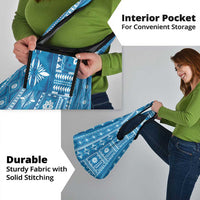 Fiji Masi All Blue Grocery Bag Tapa Pattern - Polynesian Pride