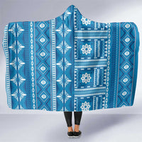 Fiji Masi All Blue Hooded Blanket Tapa Pattern - Polynesian Pride