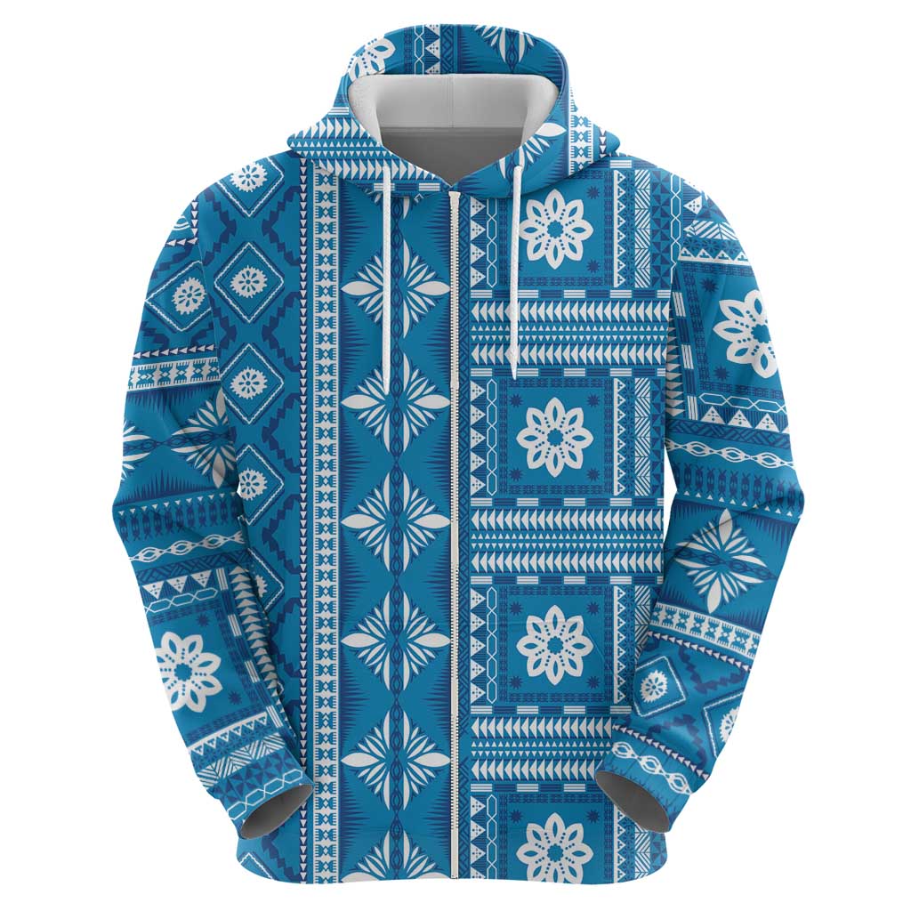 Fiji Masi All Blue Hoodie Tapa Pattern - Polynesian Pride