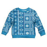 Fiji Masi All Blue Kid Ugly Christmas Sweater Tapa Pattern - Polynesian Pride
