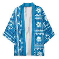 Fiji Masi All Blue Kimono Tapa Pattern - Polynesian Pride