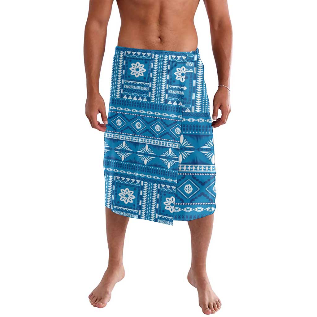 Fiji Masi All Blue Lavalava Tapa Pattern - Polynesian Pride