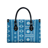 Fiji Masi All Blue Leather Bag Tapa Pattern - Polynesian Pride