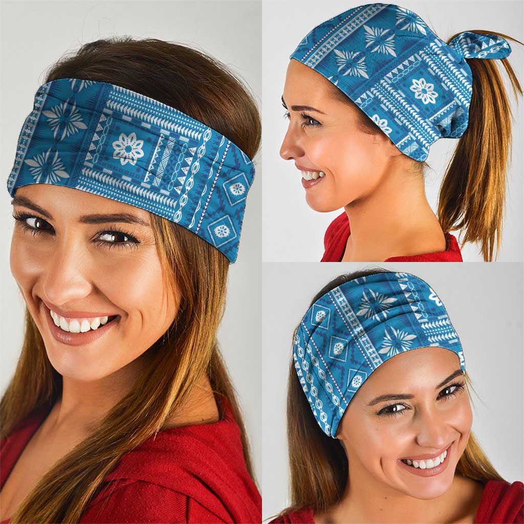Fiji Masi All Blue Neck Gaiter Tapa Pattern - Polynesian Pride