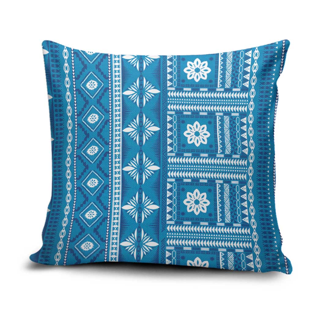 Fiji Masi All Blue Pillow Cover Tapa Pattern - Polynesian Pride