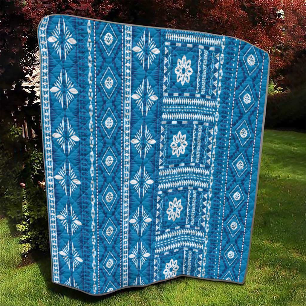 Fiji Masi All Blue Quilt Tapa Pattern - Polynesian Pride