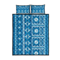 Fiji Masi All Blue Quilt Bed Set Tapa Pattern - Polynesian Pride