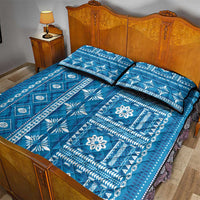 Fiji Masi All Blue Quilt Bed Set Tapa Pattern - Polynesian Pride