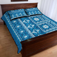 Fiji Masi All Blue Quilt Bed Set Tapa Pattern - Polynesian Pride