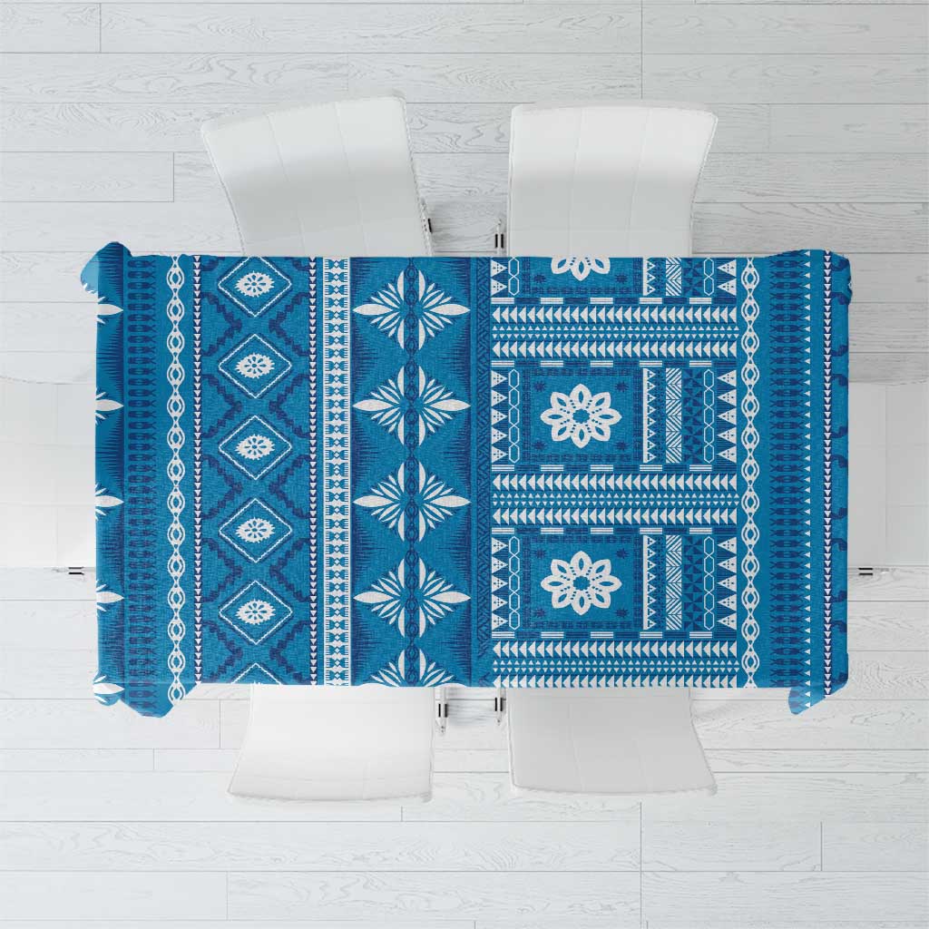 Fiji Masi All Blue Tablecloth Tapa Pattern - Polynesian Pride