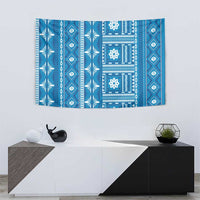 Fiji Masi All Blue Tapestry Tapa Pattern - Polynesian Pride