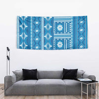 Fiji Masi All Blue Tapestry Tapa Pattern - Polynesian Pride
