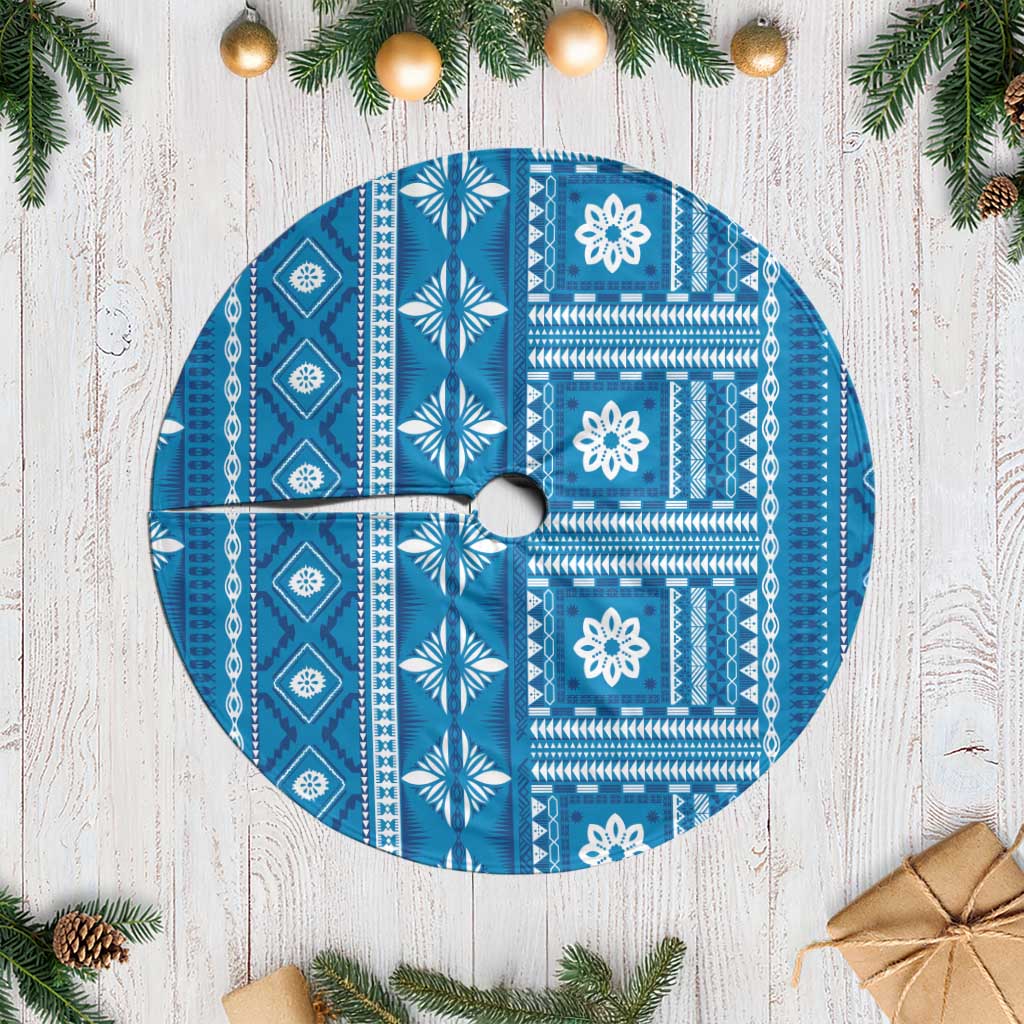 Fiji Masi All Blue Tree Skirt Tapa Pattern - Polynesian Pride