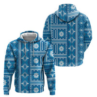 Fiji Masi All Blue Zip Hoodie Tapa Pattern - Polynesian Pride