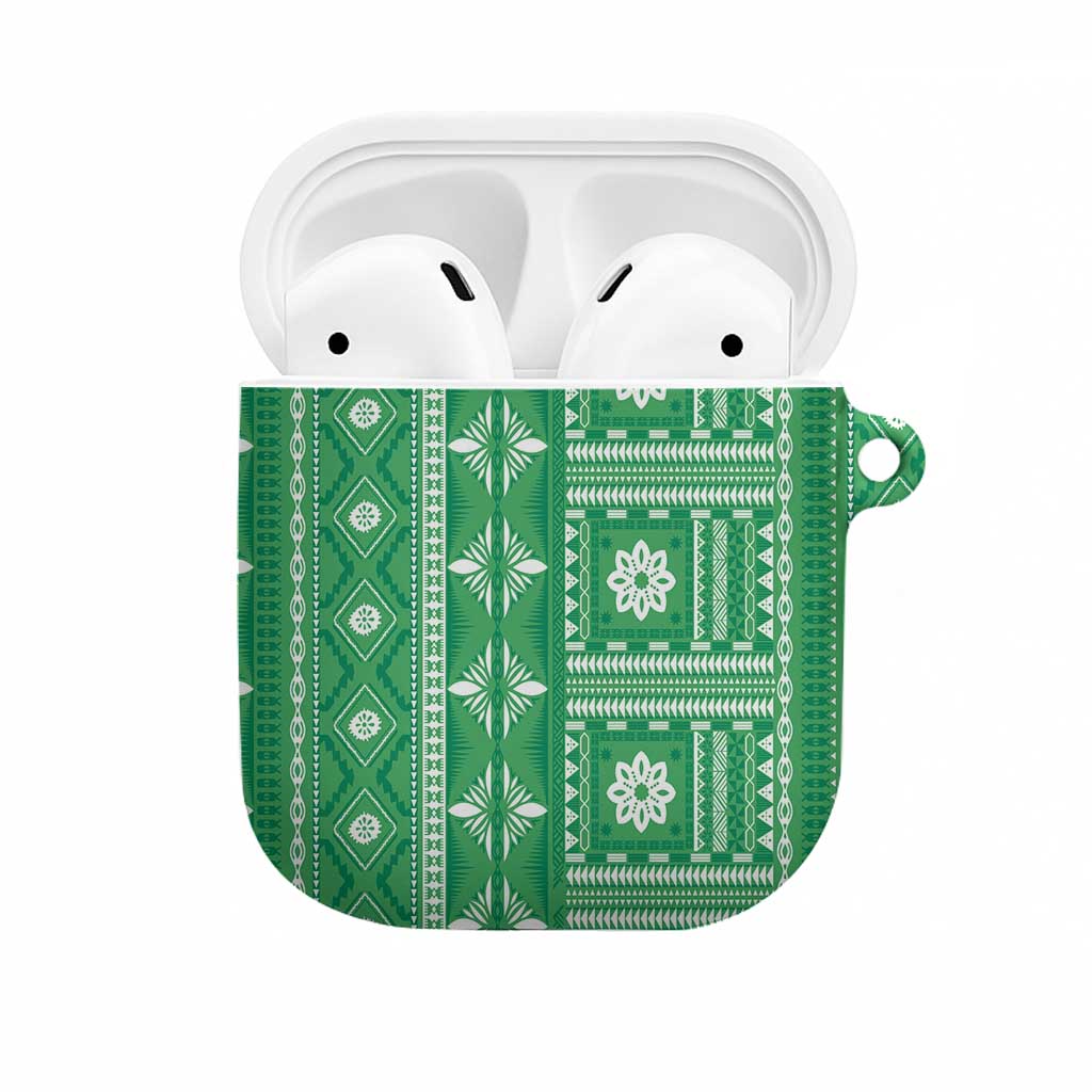 Fiji Masi All Green AirPods Case Tapa Pattern - Polynesian Pride