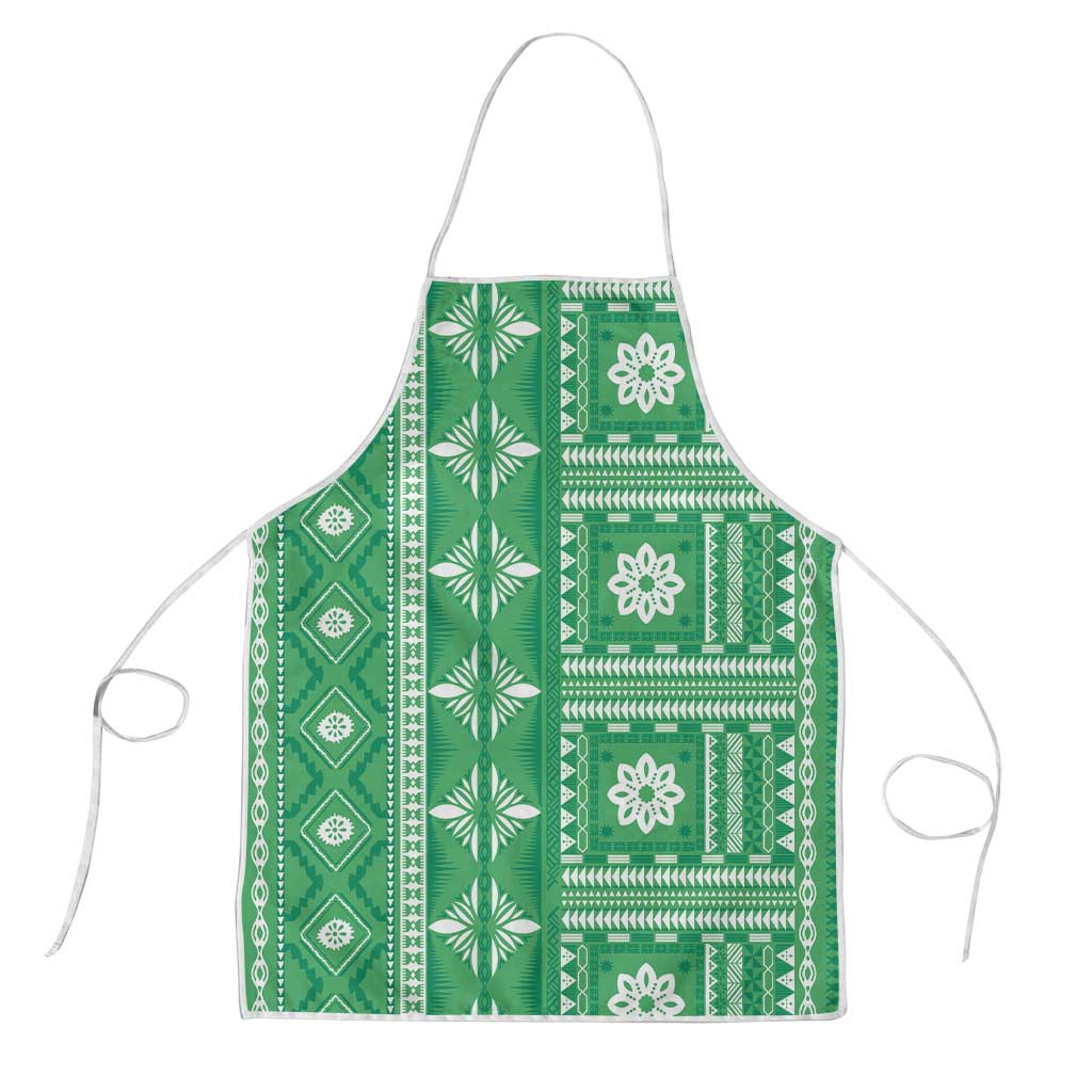 Fiji Masi All Green Apron Tapa Pattern - Polynesian Pride
