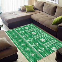 Fiji Masi All Green Area Rug Tapa Pattern - Polynesian Pride