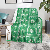 Fiji Masi All Green Blanket Tapa Pattern - Polynesian Pride