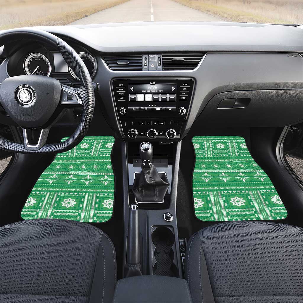 Fiji Masi All Green Car Mats Tapa Pattern - Polynesian Pride