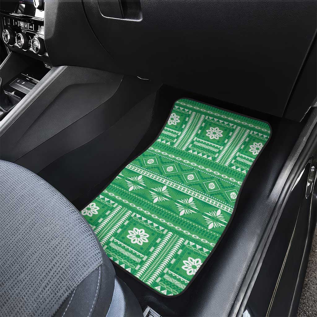 Fiji Masi All Green Car Mats Tapa Pattern - Polynesian Pride