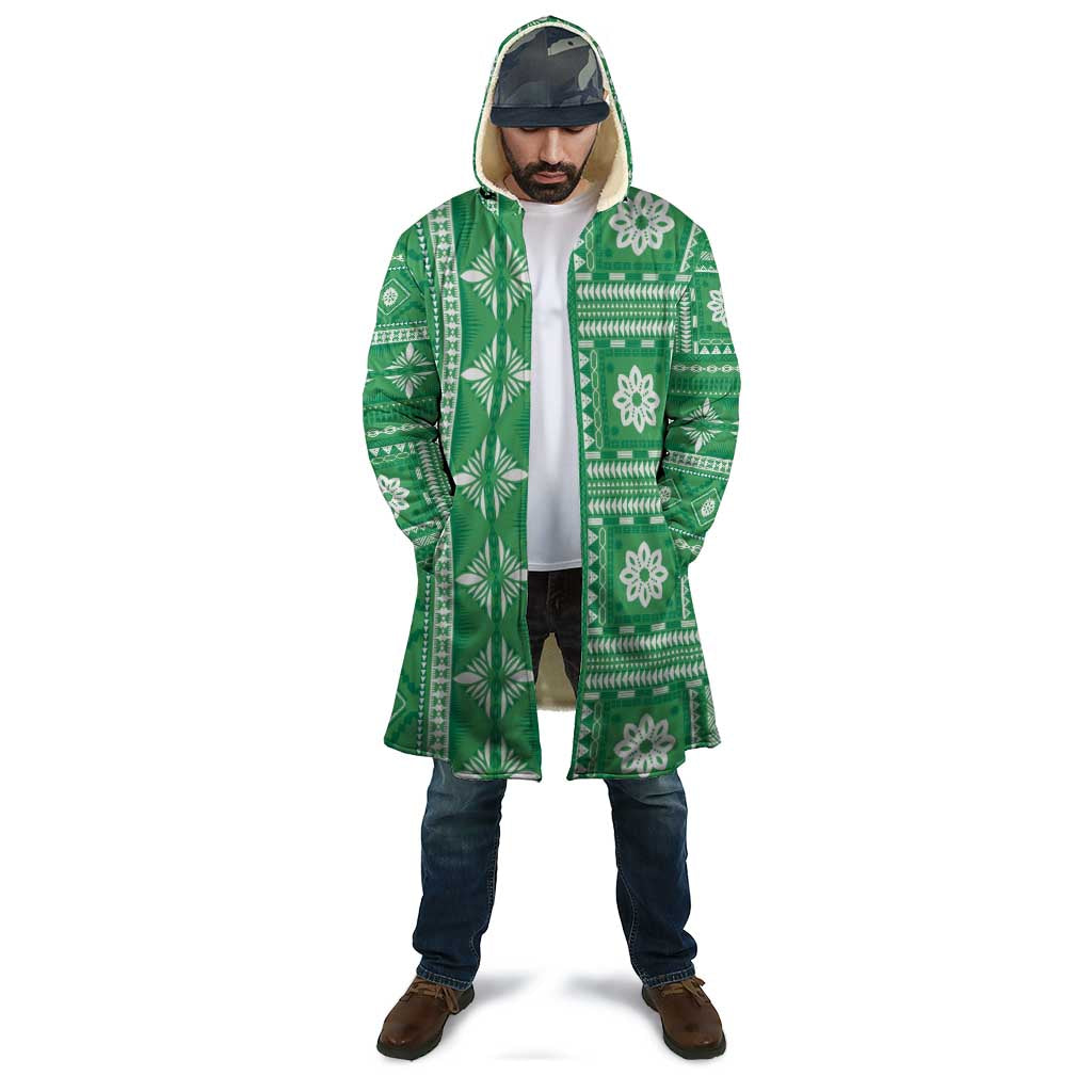 Fiji Masi All Green Cloak Tapa Pattern - Polynesian Pride
