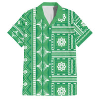 Fiji Masi All Green Family Matching Puletasi and Hawaiian Shirt Tapa Pattern - Polynesian Pride