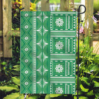 Fiji Masi All Green Garden Flag Tapa Pattern - Polynesian Pride