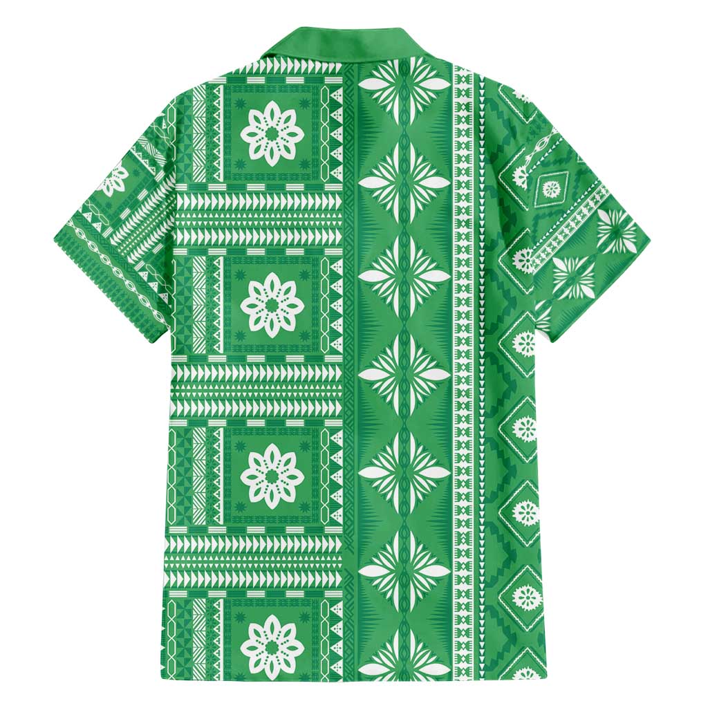 Fiji Masi All Green Hawaiian Shirt Tapa Pattern - Polynesian Pride