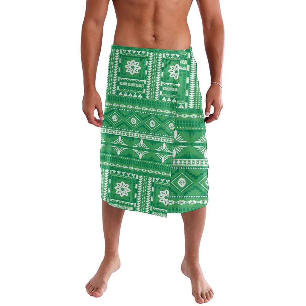 Fiji Masi All Green Lavalava Tapa Pattern - Polynesian Pride