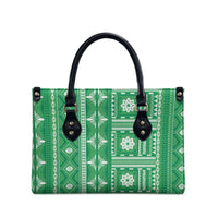 Fiji Masi All Green Leather Bag Tapa Pattern - Polynesian Pride
