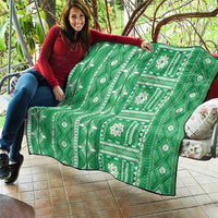 Fiji Masi All Green Quilt Tapa Pattern - Polynesian Pride