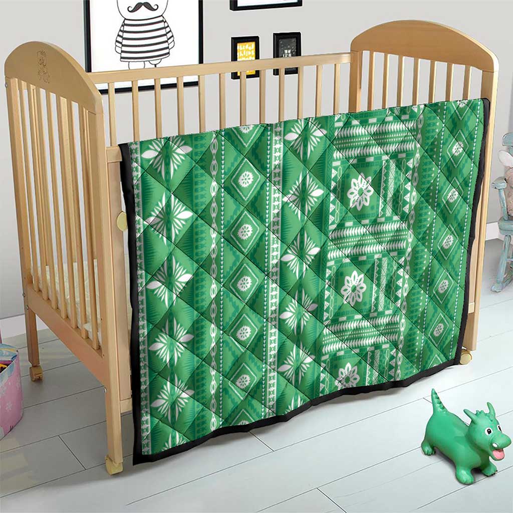 Fiji Masi All Green Quilt Tapa Pattern - Polynesian Pride