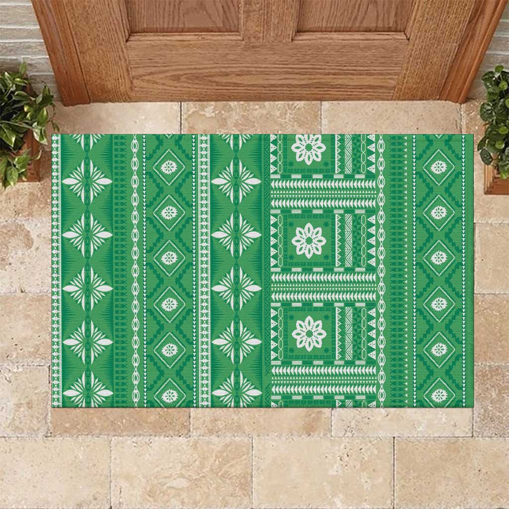 Fiji Masi All Green Rubber Doormat Tapa Pattern - Polynesian Pride