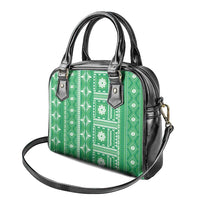 Fiji Masi All Green Shoulder Handbag Tapa Pattern - Polynesian Pride