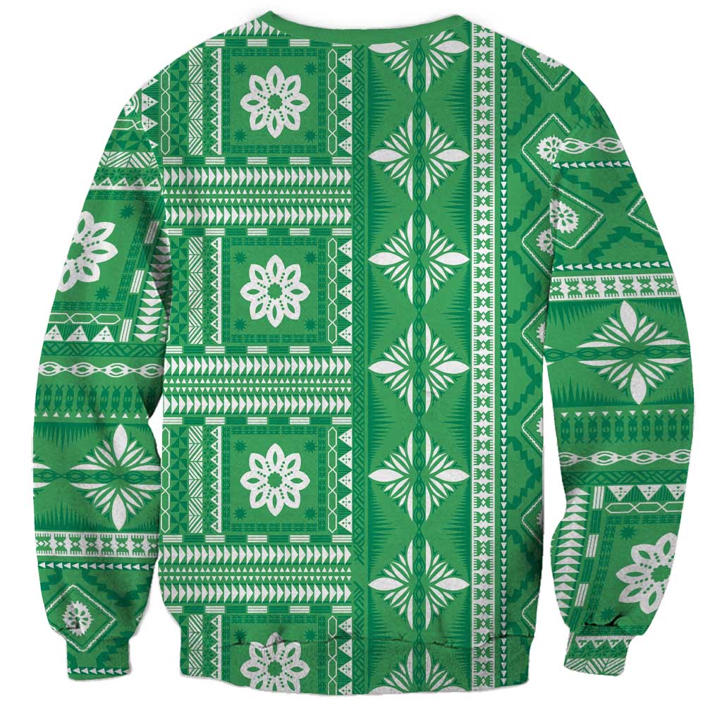 Fiji Masi All Green Sweatshirt Tapa Pattern - Polynesian Pride