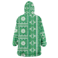 Fiji Masi All Green Wearable Blanket Hoodie Tapa Pattern - Polynesian Pride