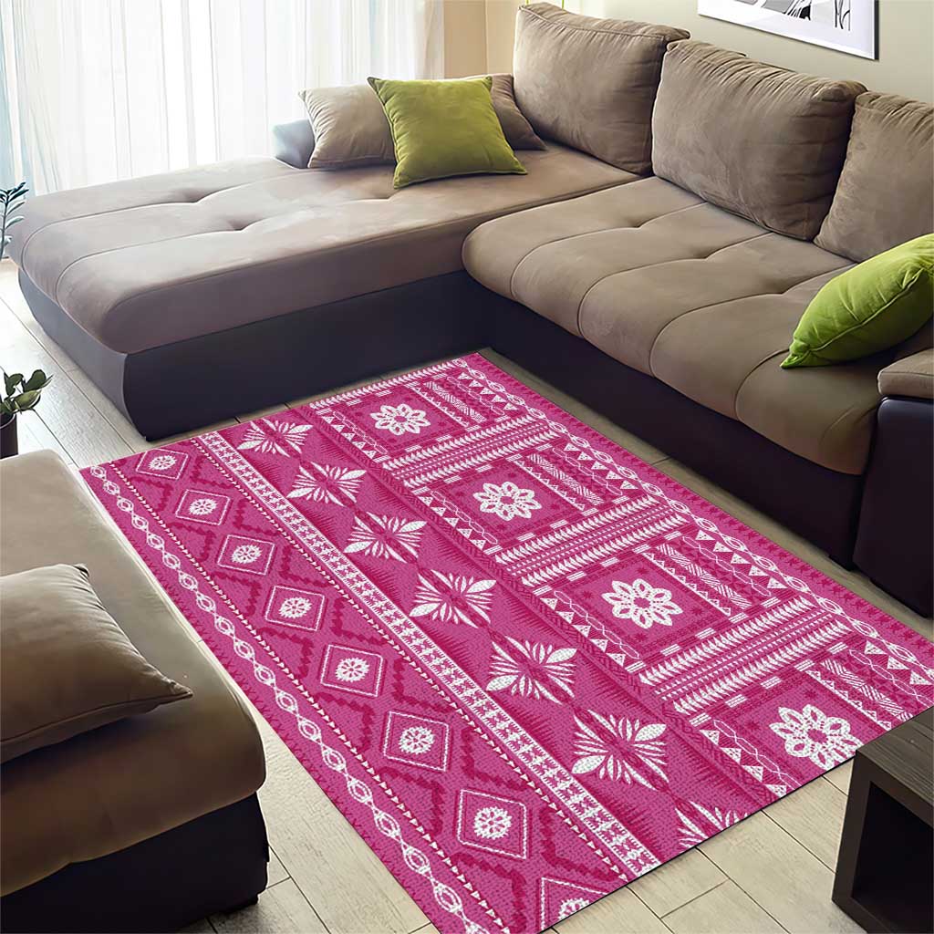 Fiji Masi All Pink Area Rug Tapa Pattern - Polynesian Pride