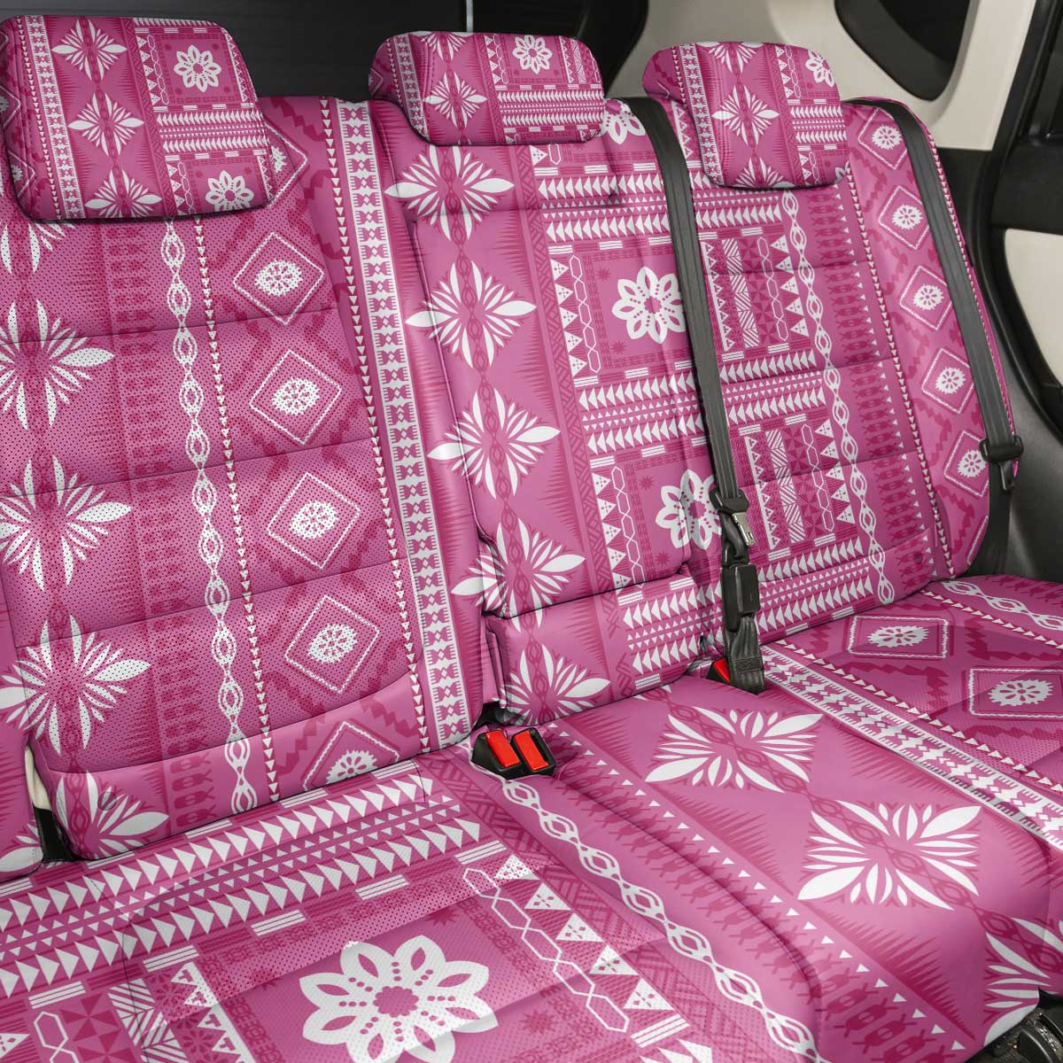 Fiji Masi All Pink Back Car Seat Cover Tapa Pattern - Polynesian Pride