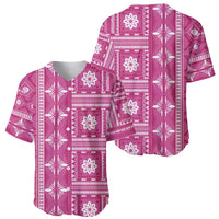 Fiji Masi All Pink Baseball Jersey Tapa Pattern - Polynesian Pride