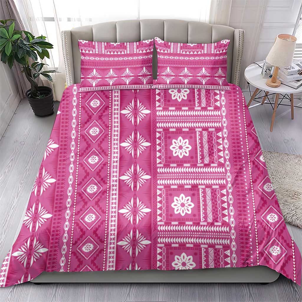 Fiji Masi All Pink Bedding Set Tapa Pattern - Polynesian Pride