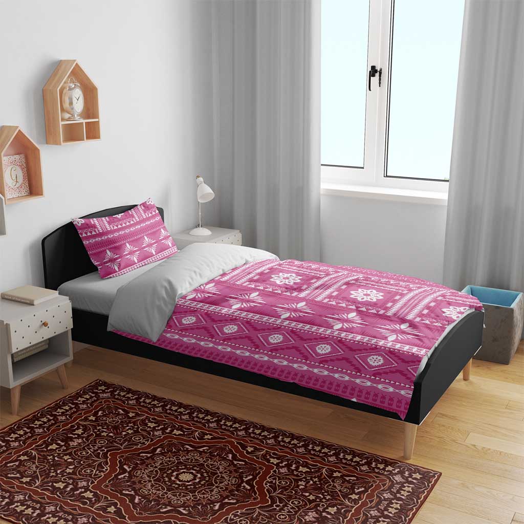 Fiji Masi All Pink Bedding Set Tapa Pattern - Polynesian Pride