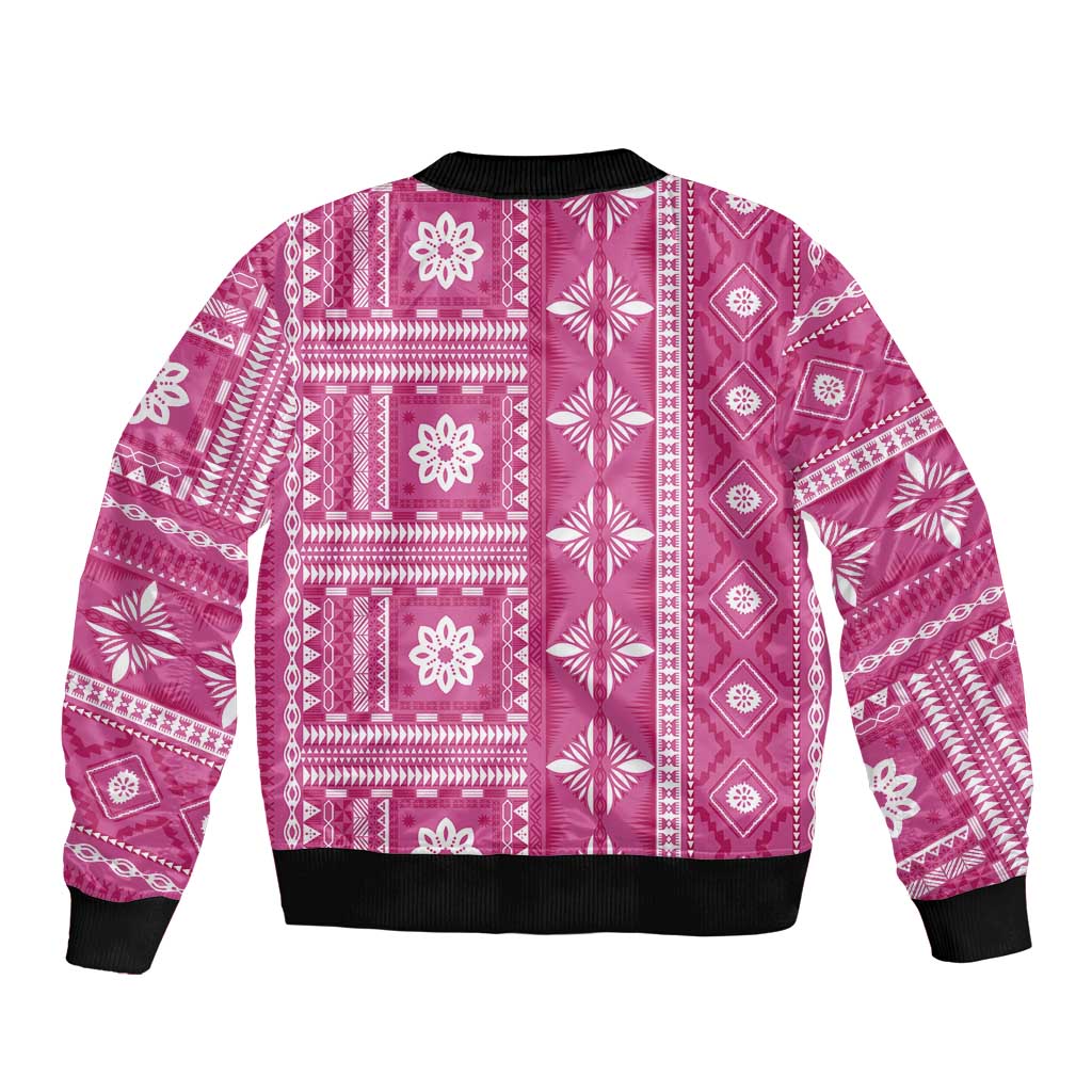 Fiji Masi All Pink Bomber Jacket Tapa Pattern - Polynesian Pride