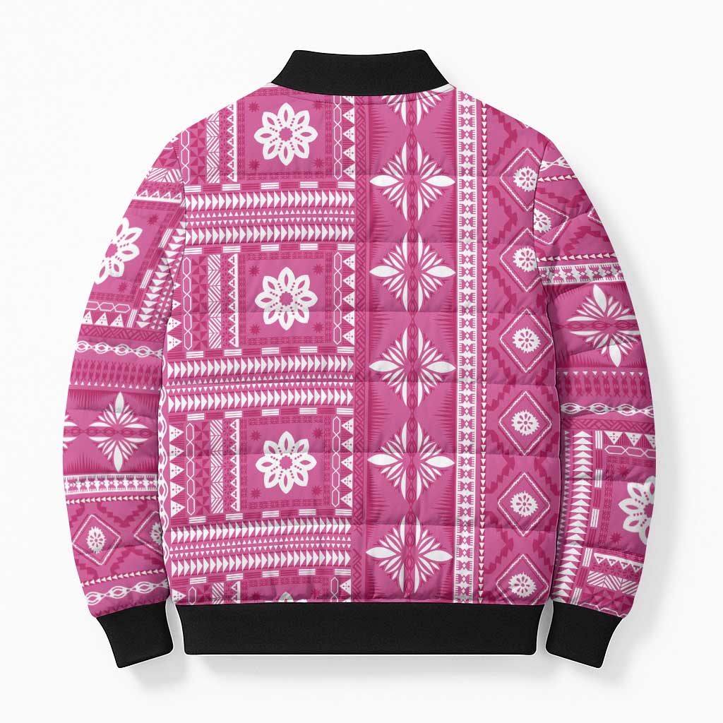Fiji Masi All Pink Bomber Puffer Jacket Tapa Pattern - Polynesian Pride